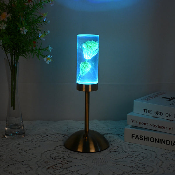Eternal Flower LED Acrylic Table Lamp Light Color Change USB Dandelion