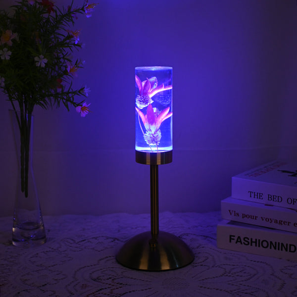 Eternal Flower LED Acrylic Table Lamp Light Color Change USB Lily