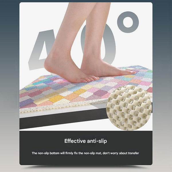 Loofah Style Non Slip PVC Bath Mat 75 x 45cm Wavy Zig Zag Lines