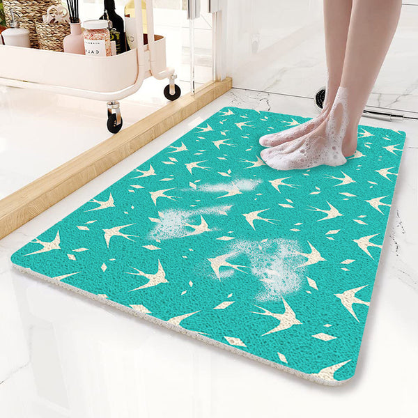 Loofah Style Non Slip PVC Bath Mat 80 x 50cm Flying Bird Teal