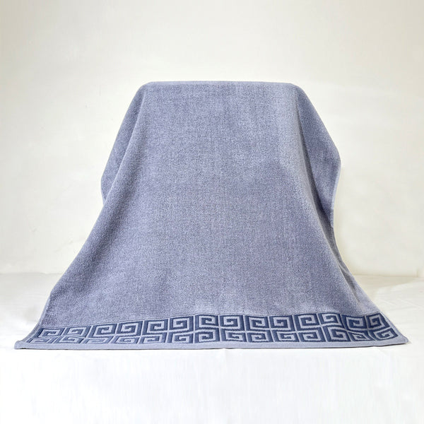 6 Piece Bath Hand Towel Facecloth Washcloth Set 430gsm Greek Key Grey