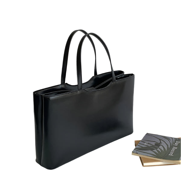 Large Capacity Faux PU Leather Tote Shoulder Bag Handbag Black