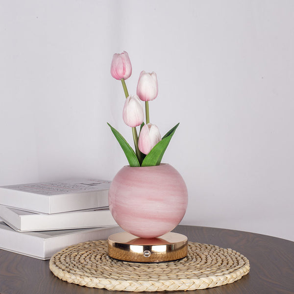 Tulip Crystal Sphere Ball LED Table Night Light Lamp 3 Colour Touch Control Pink