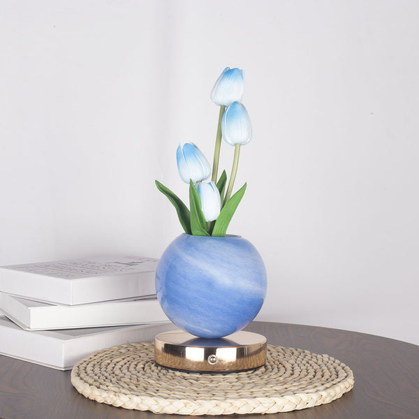 Tulip Crystal Sphere Ball LED Table Night Light Lamp 3 Colour Touch Control Blue