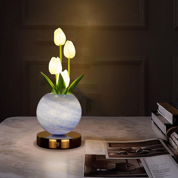 Tulip Crystal Sphere Ball LED Table Night Light Lamp 3 Colour Touch Control White