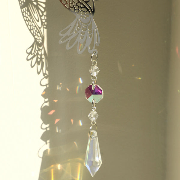 2 x Hummingbird Metal Suncatcher Crystal Accents Window Wall Indoor Hanging Ornament