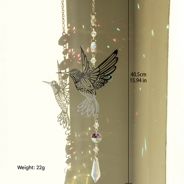 2 x Hummingbird Metal Suncatcher Crystal Accents Window Wall Indoor Hanging Ornament