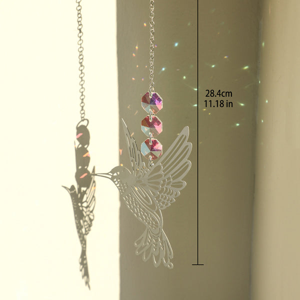 2 x Hummingbird Metal Suncatcher Crystal Accents Window Wall Indoor Hanging Ornament