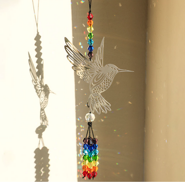 2 x Hummingbird Metal Suncatcher Crystal Accents Window Wall Indoor Hanging Ornament