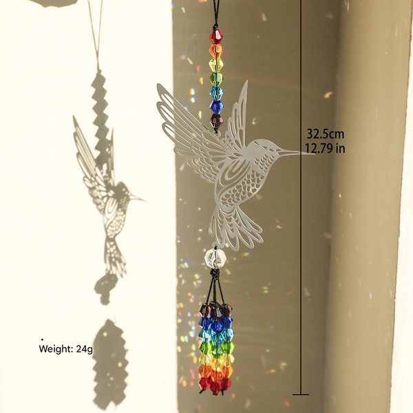 2 x Hummingbird Metal Suncatcher Crystal Accents Window Wall Indoor Hanging Ornament