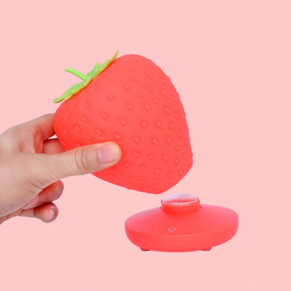 Strawberry Silicone Nursery Bedside LED Night Light Touch Control USB Red