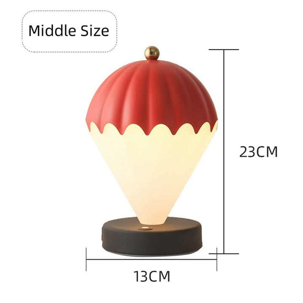 Nordic Style Hot Air Balloon LED Touch 3 Colour USB Bedside Table Lamp Light Red