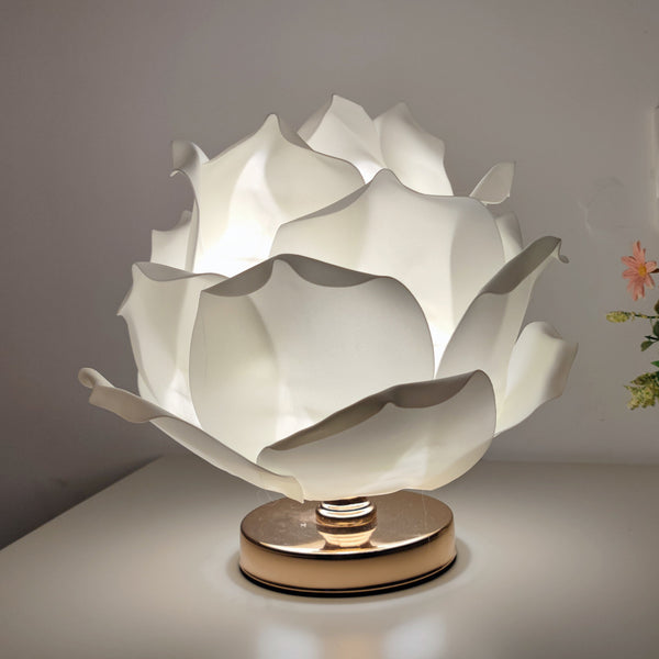 Lotus Flower Bedside Side Table Lamp Light White