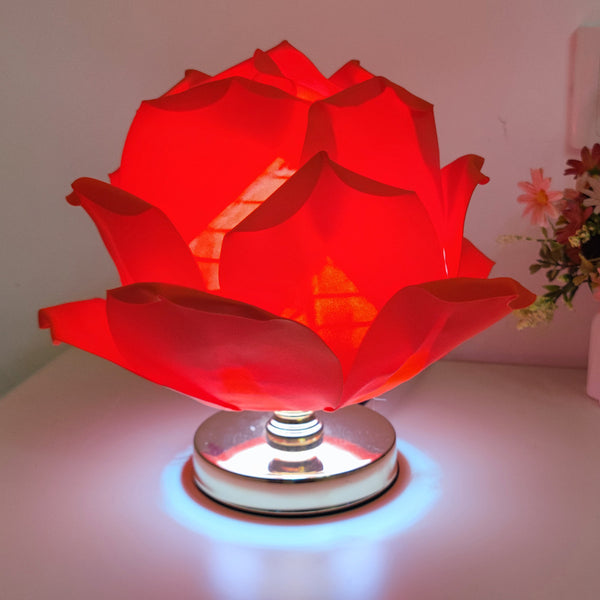 Lotus Flower Bedside Side Table Lamp Light Red