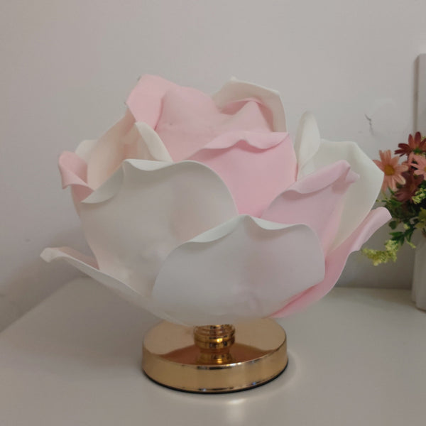 Lotus Flower Bedside Side Table Lamp Light Pink White