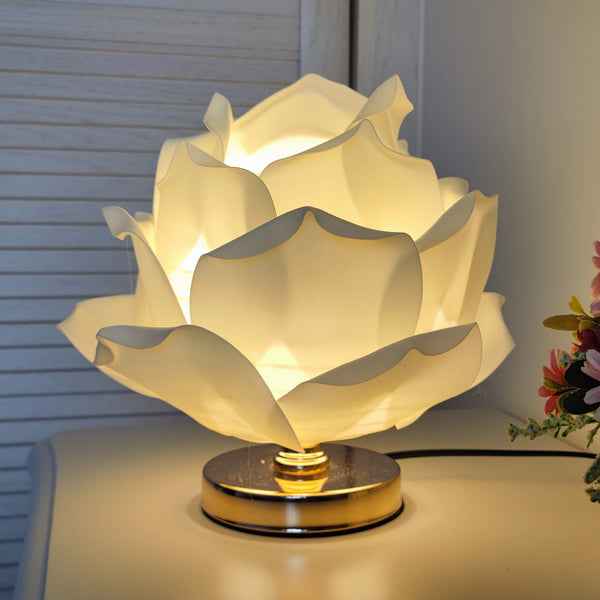 Lotus Flower Bedside Side Table Lamp Light Champagne