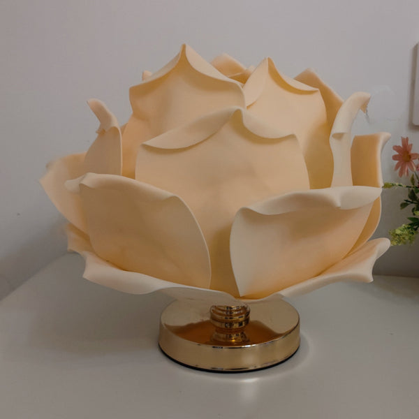 Lotus Flower Bedside Side Table Lamp Light Champagne