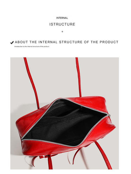 Faux PU Leather Baguette Underarm Shoulder Bag Handbag Bow Accent Coffee