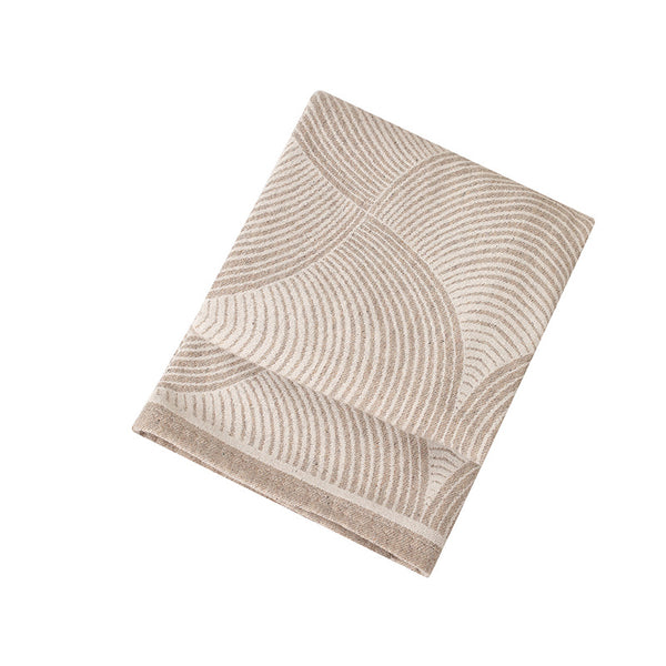 Wool Blend Circles Jacquard Throw Blanket Rug 120 x 150cm Khaki