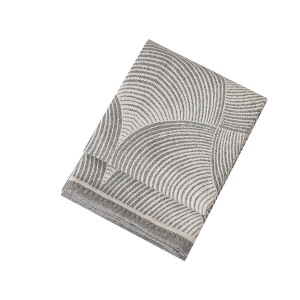 Wool Blend Circles Jacquard Throw Blanket Rug 120 x 150cm Grey