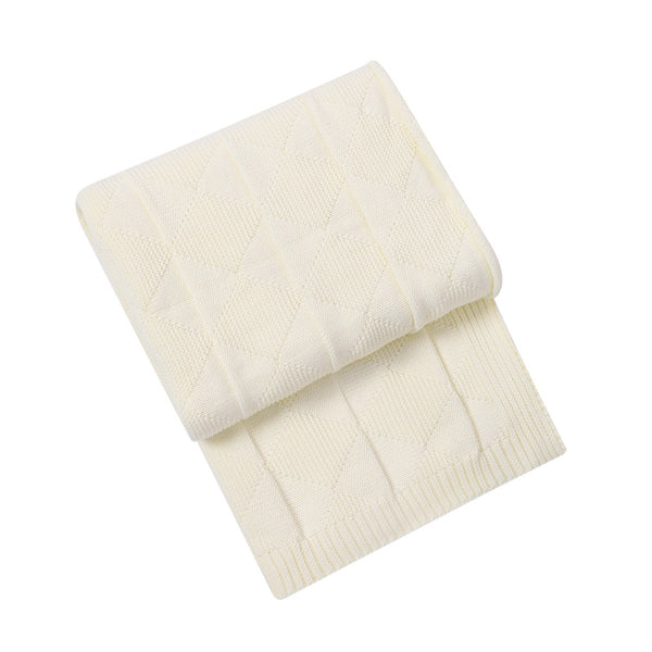 Diamond Waffle Acrylic Blanket Throw Rug 390g 80 x 100cm Off White