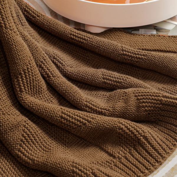 Diamond Waffle Acrylic Blanket Throw Rug 390g 80 x 100cm Brown