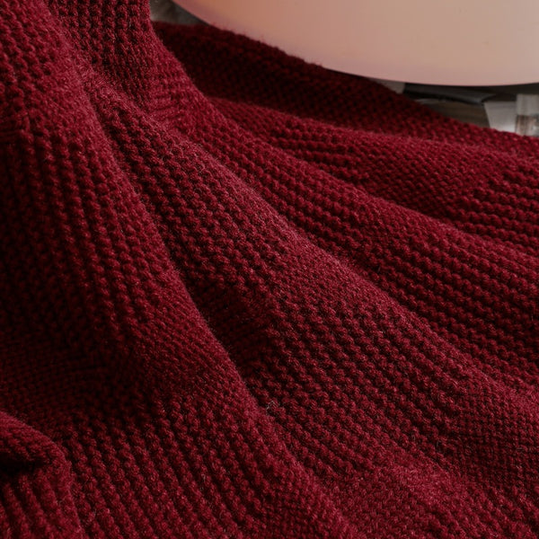 Diamond Waffle Acrylic Blanket Throw Rug 390g 80 x 100cm Burgundy