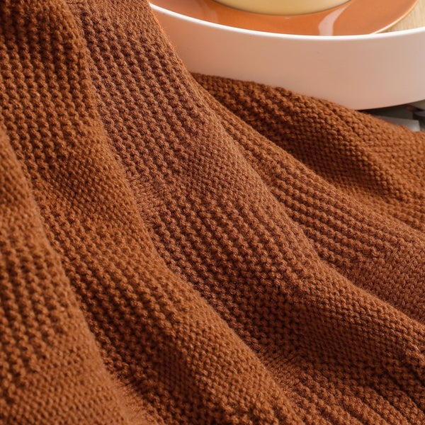 Diamond Waffle Acrylic Blanket Throw Rug 390g 80 x 100cm Caramel