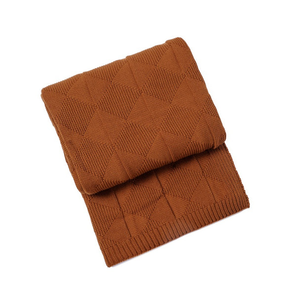 Diamond Waffle Acrylic Blanket Throw Rug 390g 80 x 100cm Caramel