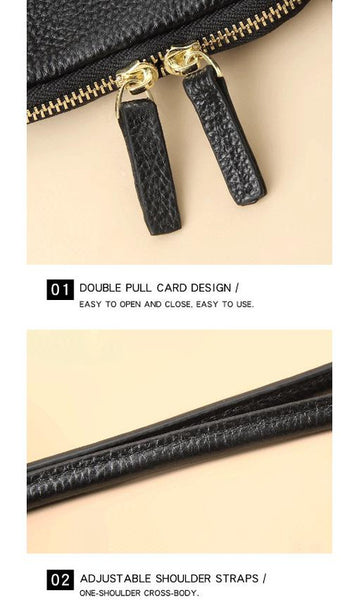 Genuine Leather Mini Crossbody Phone Bag Multi Pocket Organiser Black