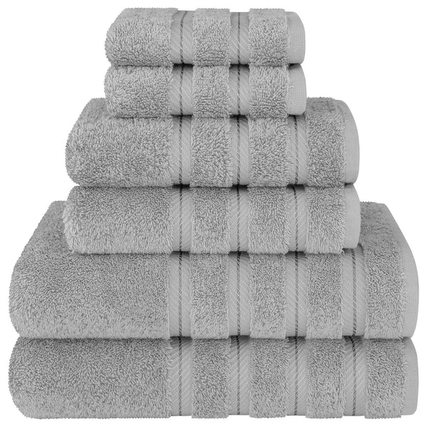 6 Piece Cotton Bath Hand Towel Facecloth Set Grey