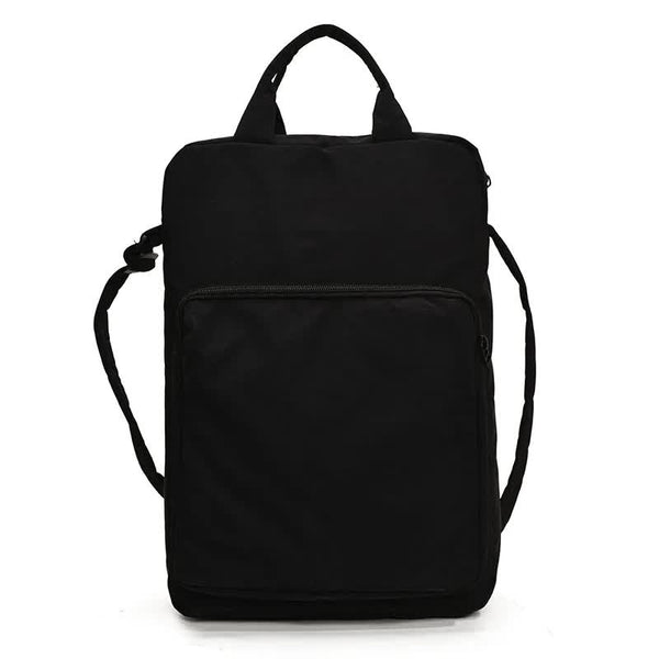 Lightweight Nylon Vertical Crossbody Shoulder Bag Adjustable Strap Pockets Black