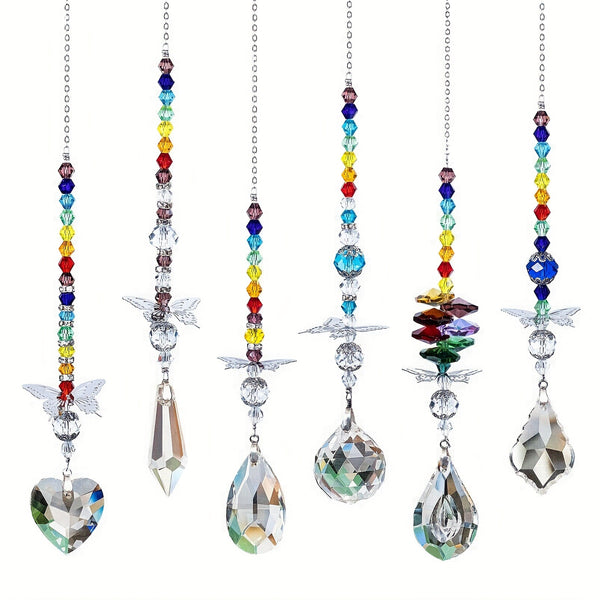 6 x Crystal Suncatcher Hanging Ornaments Butterfly Star Moon Prism Window Decor