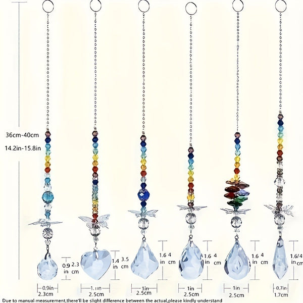 6 x Crystal Suncatcher Hanging Ornaments Butterfly Star Moon Prism Window Decor