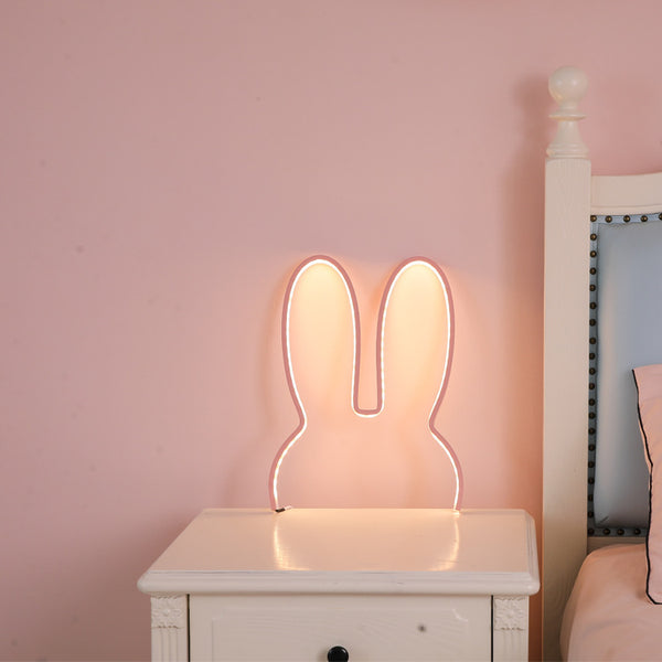 Bunny Rabbit LED Nursery Wall Night Light Lamp USB Warm White 29 x 30cm Pink