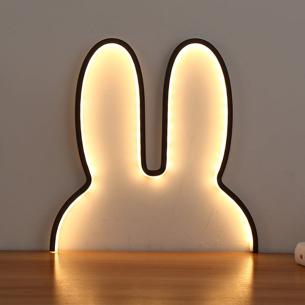 Bunny Rabbit LED Nursery Wall Night Light Lamp USB Warm White 40 x 30cm Black