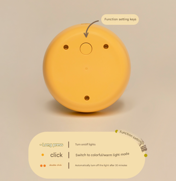 Duck Pear Silicone Nursery Bedside LED Night Light Timer 3 Light Modes USB