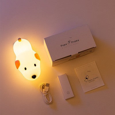 Dog Puppy Silicone Nursery Bedside LED Night Light Touch Control Rechargeable USB