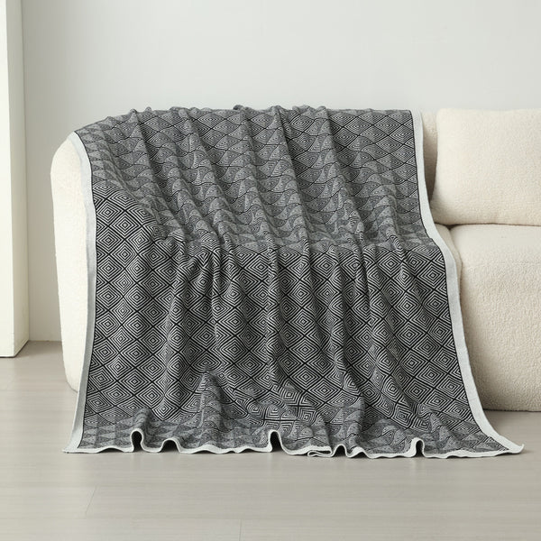 Knitted Sofa Blanket Throw Rug Plush Side 720g 130 x 170cm Dark Grey