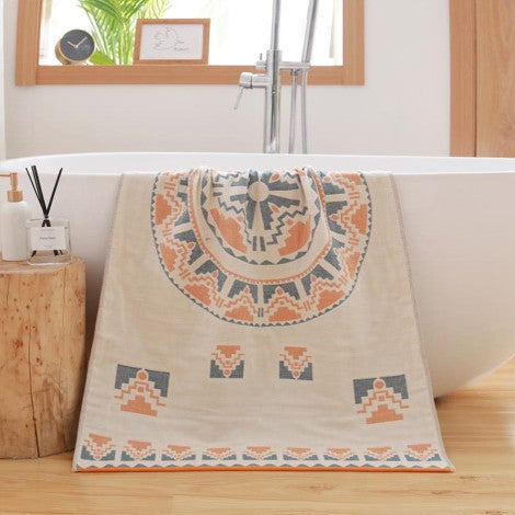 American Western Style Print Gauze Bath Towel 70 x 140cm