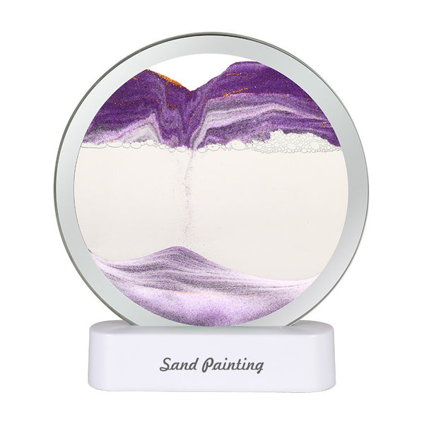 Dynamic Moving Flowing Sand Art Picture Painting LED Night Light USB Purple