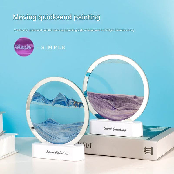 Dynamic Moving Flowing Sand Art Picture Painting LED Night Light USB Purple