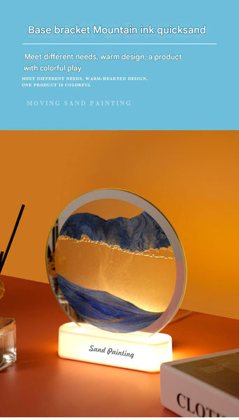 Dynamic Moving Flowing Sand Art Picture Painting LED Night Light USB Purple