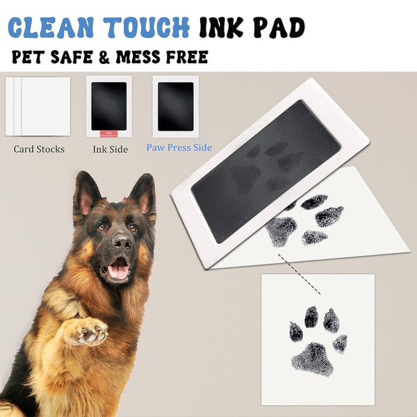 Pet Paw Print Keepsake Photo Picture Frame Kit Clay Ink Pad Dog Cat 30cm