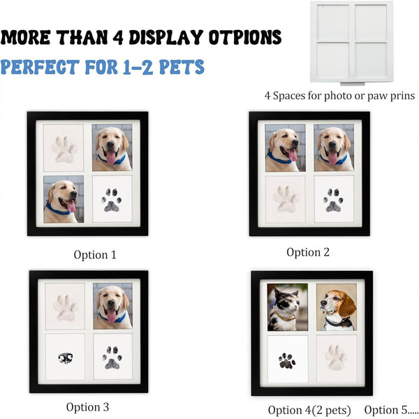 Pet Paw Print Keepsake Photo Picture Frame Kit Clay Ink Pad Dog Cat 30cm