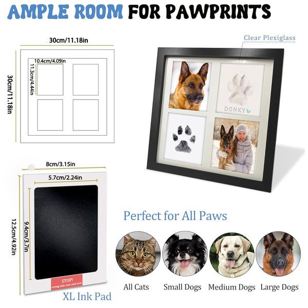 Pet Paw Print Keepsake Photo Picture Frame Kit Clay Ink Pad Dog Cat 30cm