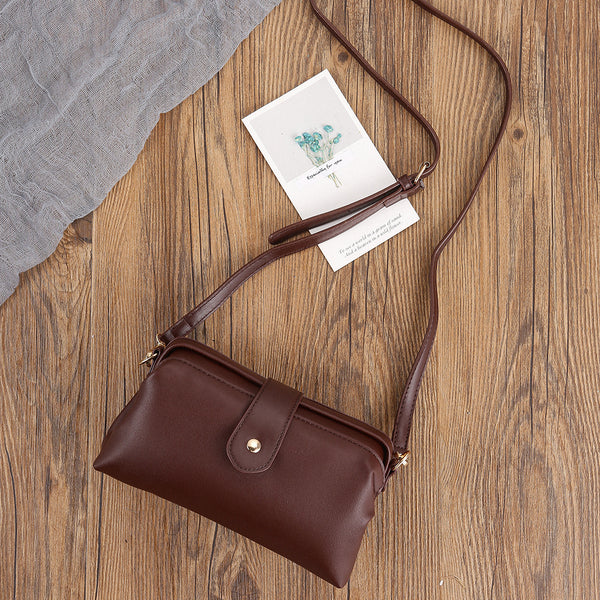 Chic Vintage Inspired PU Leather Crossbody Bag Handbag Adjustable Strap Coffee