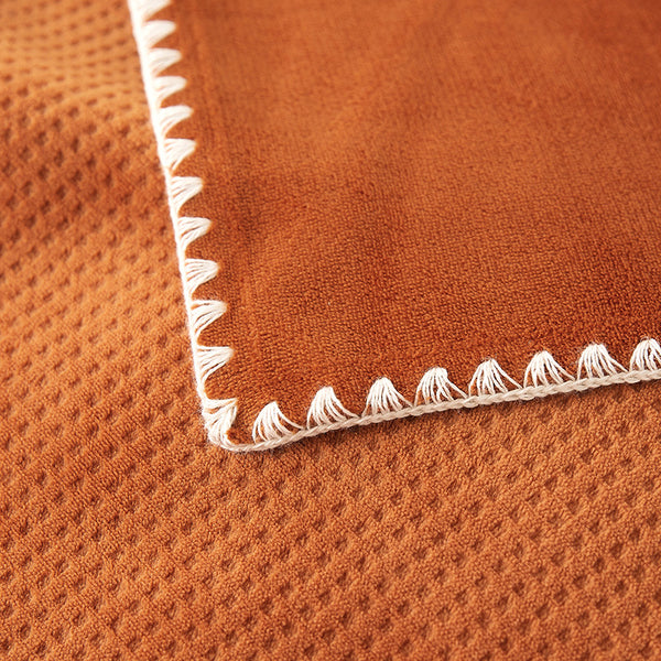 Dual Sided Waffle Plush Fleece Blanket Throw Rug 200 x 230cm Orange