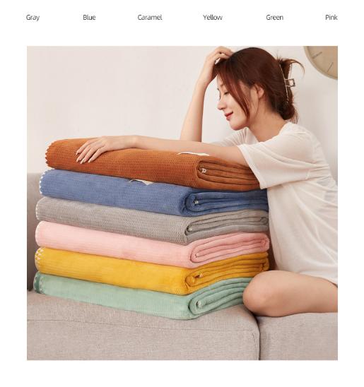 Dual Sided Waffle Plush Fleece Blanket Throw Rug 200 x 230cm Milky White