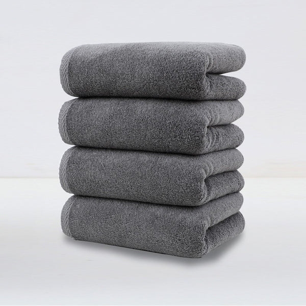 4 Pce Cotton Hand Towel Set Ultra Soft Absorbent Quick Dry Dark Grey